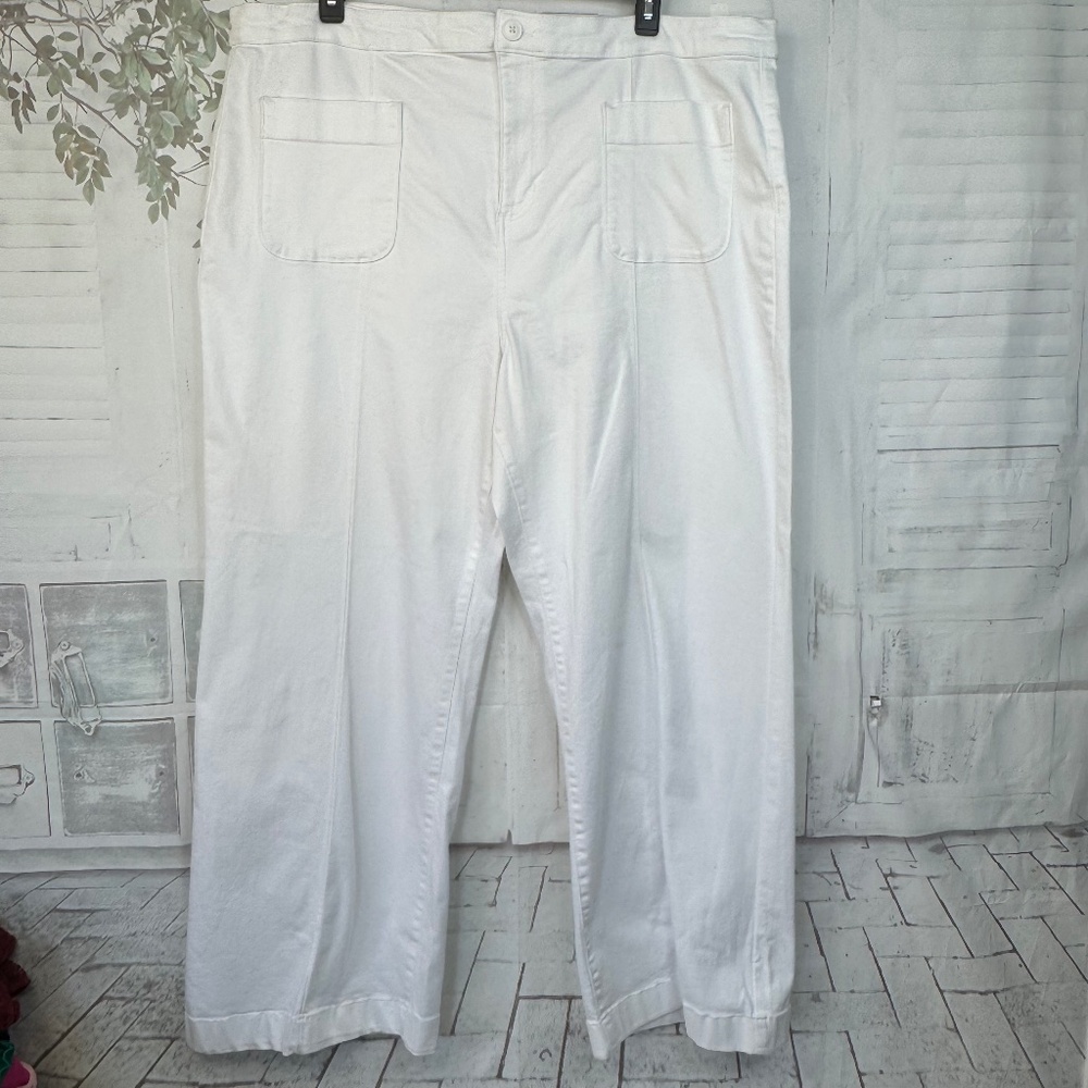 LC Lauren Conrad Womens White Super High Rise Wide Leg Jeans Plus Sz. 24W NEW